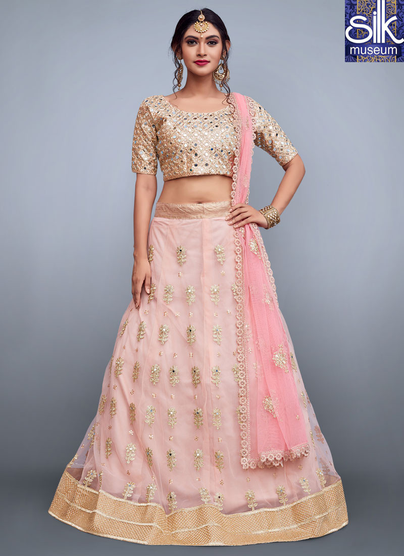 Speechless Light Pink Color Net Designer Party Wear A Line Lehenga Choli