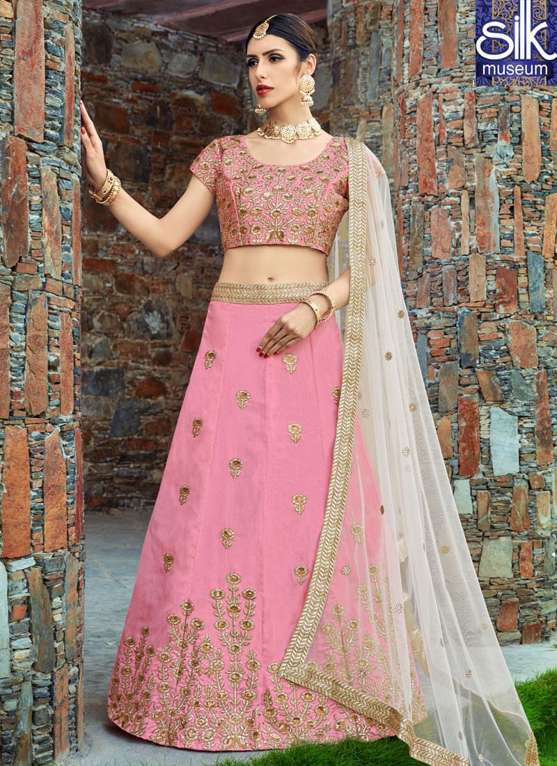 Sparkling New Pink Color Art Silk Designer Traditional Party Wear A Line Lehenga Choli