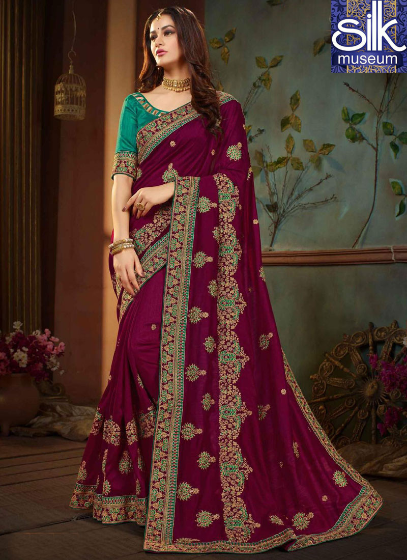 Delightful Purple Color Art Silk Designer Party Wear Traditional Saree