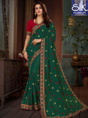 Majestic Green Color Art Silk New Designer Traditional Party Wear Saree