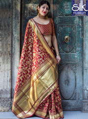 Divine Maroon Color Banarasi Silk Designer Party Wear Traditional Saree