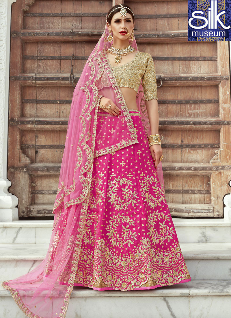 Sparkling Magenta Color Art Silk New Designer Wedding Wear A Line Lehenga Choli
