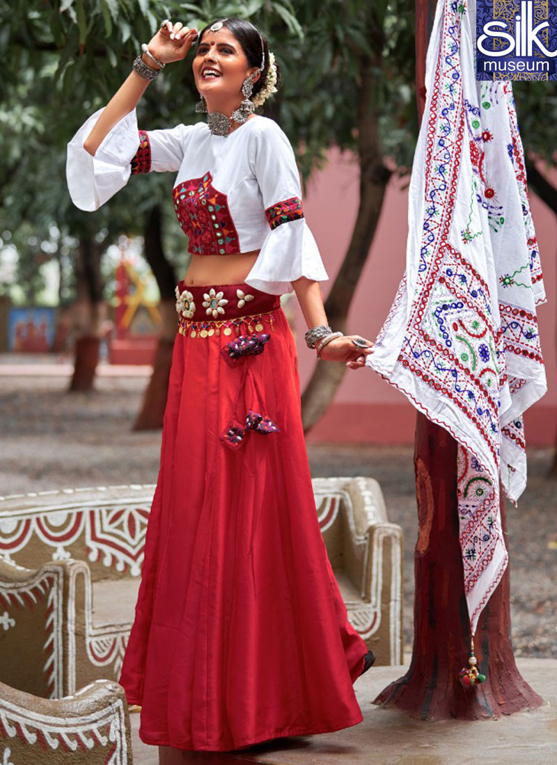 Stylish New White And Maroon Color Art Silk Designer Traditional Lehenga Choli