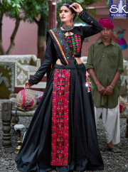 Majestic Black Color Cotton Fabric New Designer Festival Wear Lehenga Choli
