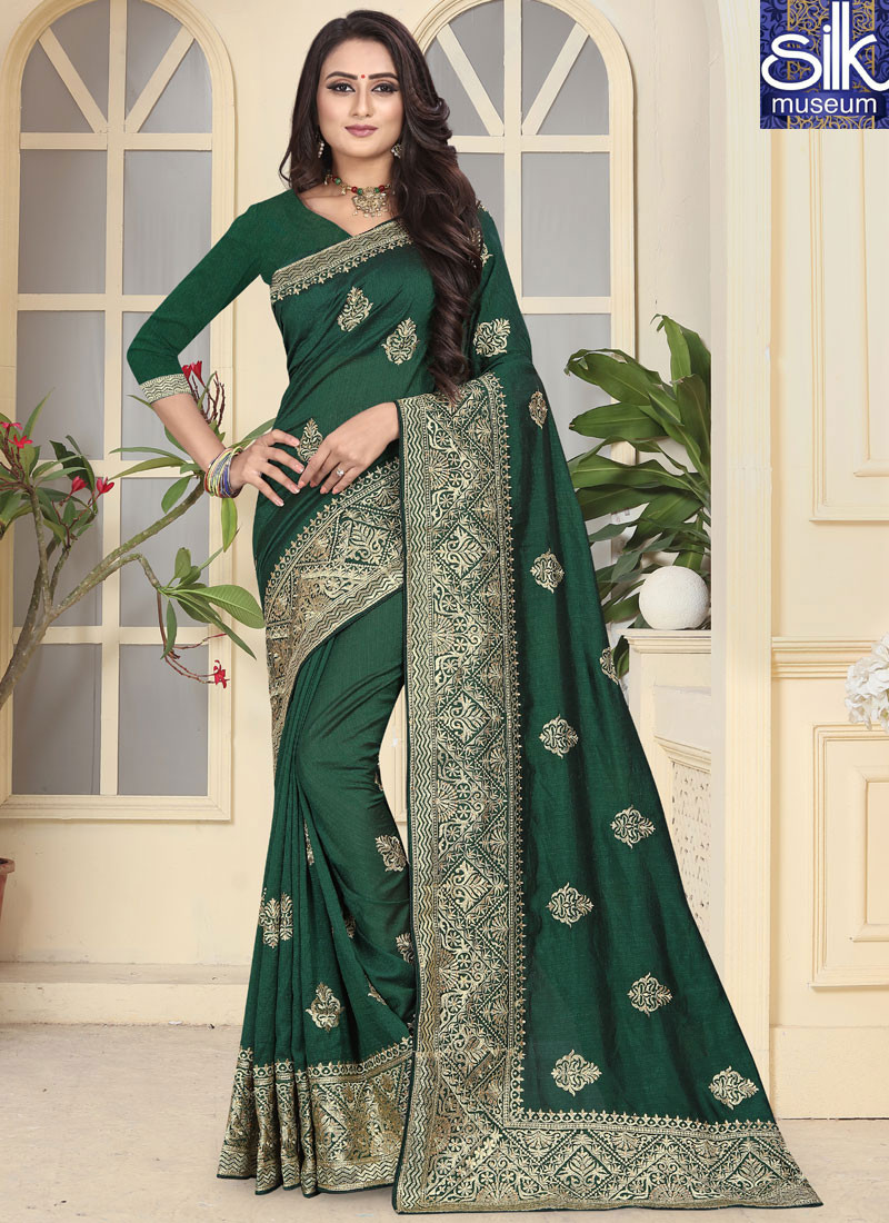 Superb Green Color Art Silk New Designer Party Wear Traditional Saree