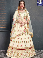 Delightful Off White Color New Art Silk Designer Wedding Wear Lehenga Choli