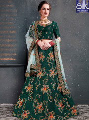Wonderful Green Color Satin Silk New Des
