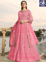 Awesome Hot Pink Color Georgette Fabric New Designer Wedding Anarkali Suit