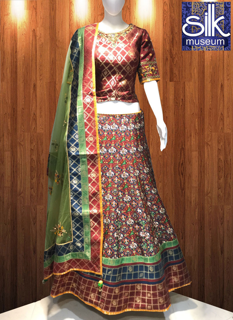 Stunning Multi Color Satin Silk Designer Traditional Wear Ready Made Lehenga Choli