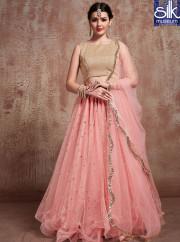 Stylish Pink Color Soft Net Designer Party Wear Trendy Lehenga Choli