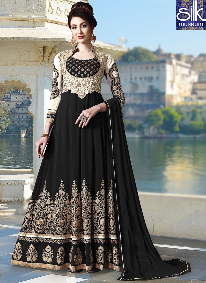 Majestic Black Color Georgette Fabric New Designer Anarkali Suit