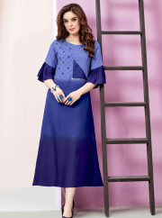 Divine Blue Color Rayon Fabric New Desig