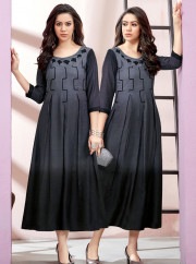 Majestic Grey With Black Color Rayon Fab