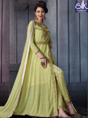 Adorable Green Color Georgette New Designer Party Wear Pant Style Suit