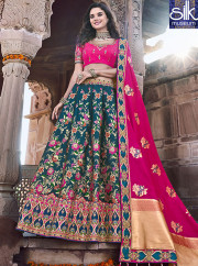 Speechless Teal Color Banarasi Silk Designer Reception Wear Lehenga Choli