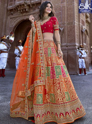 Splendorous Orange Color Banarasi Silk New Designer Traditional Wear Lehenga Choli