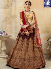 Speechless Maroon Color Fancy Art Silk Designer Bridal Wear Lehenga Choli