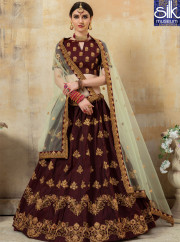 Divine Maroon Color Art Silk New Designer Wedding Wear Lehenga Choli