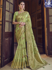 Lovely Green Color Silk Designer Wedding Wear Traditional Saree