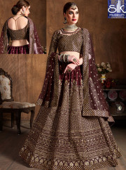 Alluring Wine Color Raw Silk New Designer Wedding Wear Lehenga Choli