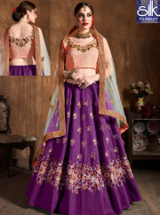 Outstanding Purple Color Raw Silk New Designer Wedding Wear Lehenga Choli