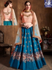 Sparkling Blue Color Raw Silk New Designer Wedding Wear Lehenga Choli