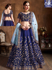 Lovely Blue Color Raw Silk New Designer Wedding Wear Lehenga Choli