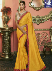 Delightful Yellow Color Art Silk New Designer Traditional Wear Saree