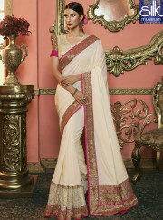 Eye Catchy Off White Color Art Silk New Designer Party Wear Saree
