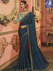 Magnetic Teal Color Art Silk New Designer Party Wear Traditional Saree