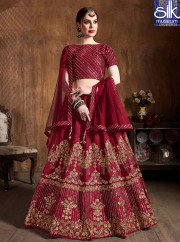 Awesome Maroon Color Art Silk New Designer Wedding Wear Lehenga Choli