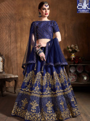 Lovely Blue Color Art Silk New Designer Wedding Wear Lehenga Choli