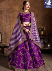 Delightful Purple Color Art Silk New Designer Wedding Wear Lehenga Choli