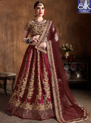 Majestic Maroon Color Art Silk New Designer Wedding Wear Lehenga Choli