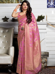 Lovely Pink Color Banarasi Silk New Designer Traditional Saree