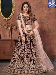 Speechless Maroon Color Velvet Wedding Wear Designer Lehenga Choli