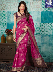 Divine Magenta Color Banarasi Silk Designer Traditional  Party Wear Saree