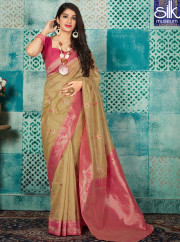 Awesome Beige Color Banarasi Silk New De