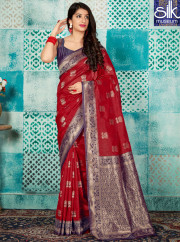 Attractive Red Color Banarasi Silk Traditional Party Wear Saree