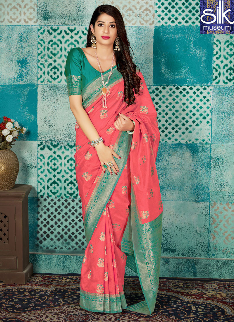 Wonderful Pink Color Banarasi Silk New Designer Party Wear Traditional Saree