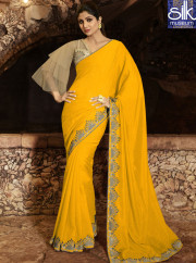 Eye Catchy Shilpa Shetty In Yellow Color Soft Silk New Designer Party Wear Saree