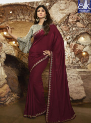 Awesome Maroon Color Silk New Designer Party Wear Classical Saree