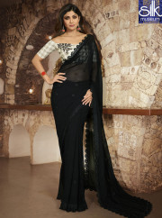 Majestic Shilpa Shetty In Black Color Georgette New Designer Party Wear Saree