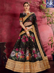 Majestic Black Color Banglori Silk New Designer Party Wear Digital Print Lehenga Choli