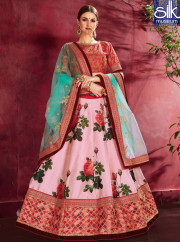 Splendorous Pink Color Banglori Silk New Designer Party Wear Lehenga Choli