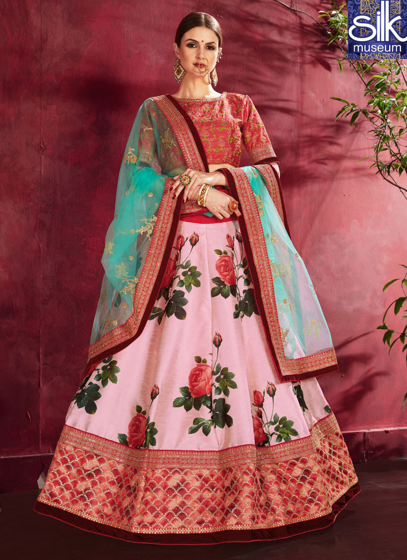 Splendorous Pink Color Banglori Silk New Designer Party Wear Lehenga Choli
