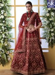 Eye Catchy Maroon Color Art Silk New Designer Wedding Wear Lehenga Choli