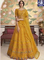Mustard Color Art Silk New Designer Wedding Wear Traditional Lehenga Choli