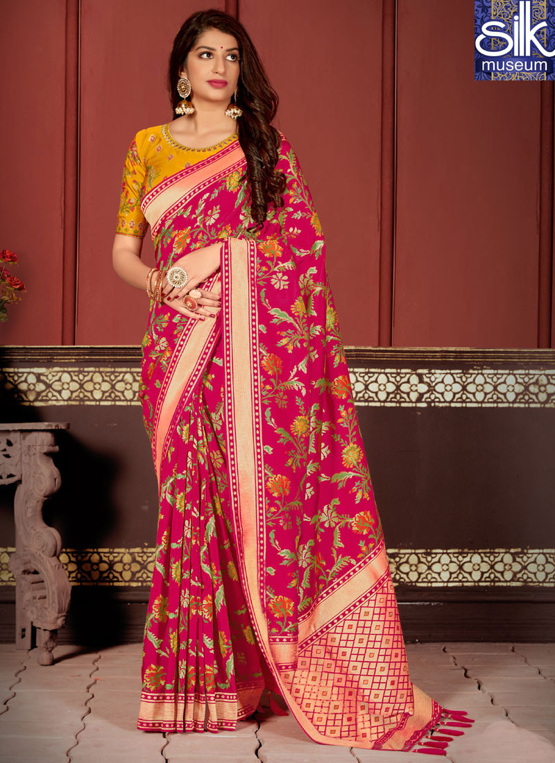 Speechless New Designer Rani Pink Color Banarasi Silk Traditional Saree