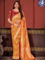 Sparkling Mustard Color New Designer Traditional Banarasi Silk Saree
